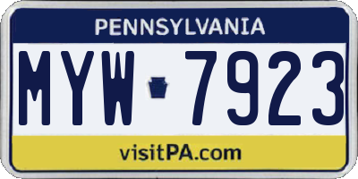 PA license plate MYW7923