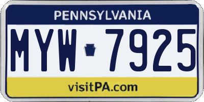 PA license plate MYW7925