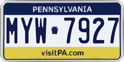PA license plate MYW7927