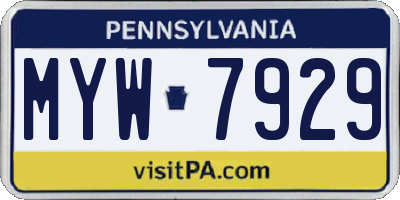 PA license plate MYW7929