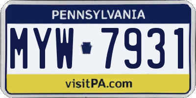 PA license plate MYW7931