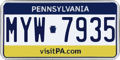 PA license plate MYW7935