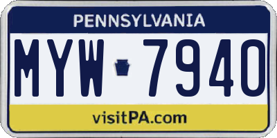 PA license plate MYW7940
