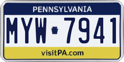 PA license plate MYW7941