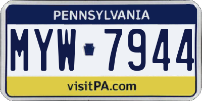 PA license plate MYW7944