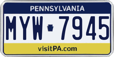 PA license plate MYW7945