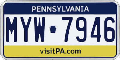 PA license plate MYW7946