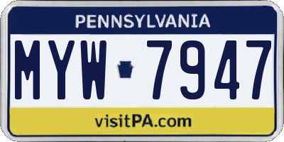 PA license plate MYW7947