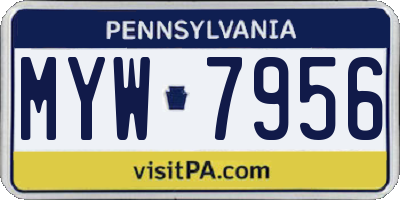 PA license plate MYW7956