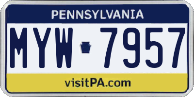 PA license plate MYW7957