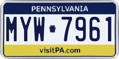 PA license plate MYW7961