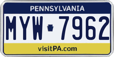 PA license plate MYW7962