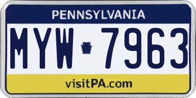 PA license plate MYW7963