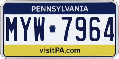 PA license plate MYW7964