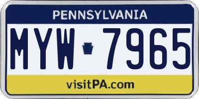 PA license plate MYW7965
