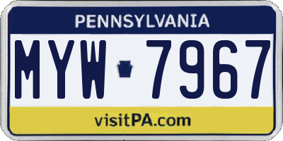 PA license plate MYW7967