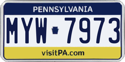 PA license plate MYW7973
