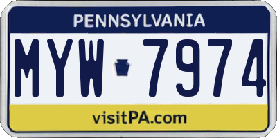 PA license plate MYW7974