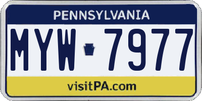 PA license plate MYW7977