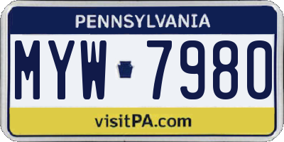 PA license plate MYW7980