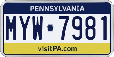 PA license plate MYW7981