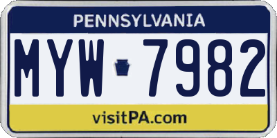 PA license plate MYW7982