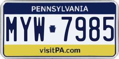 PA license plate MYW7985