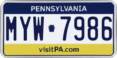 PA license plate MYW7986