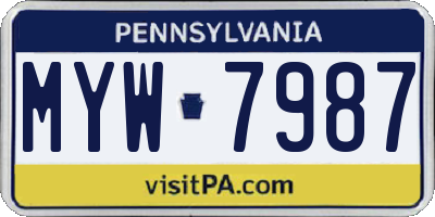 PA license plate MYW7987