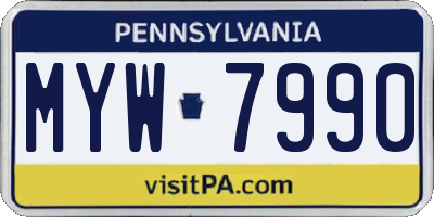 PA license plate MYW7990