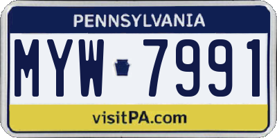 PA license plate MYW7991