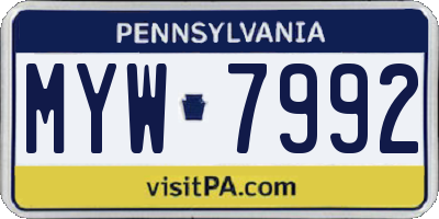 PA license plate MYW7992