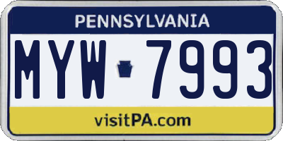 PA license plate MYW7993