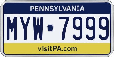 PA license plate MYW7999