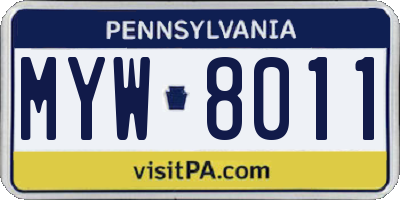 PA license plate MYW8011