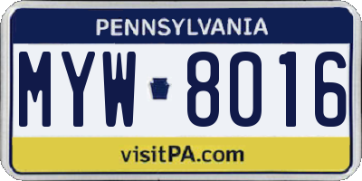 PA license plate MYW8016