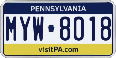 PA license plate MYW8018