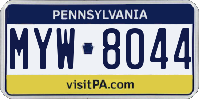 PA license plate MYW8044