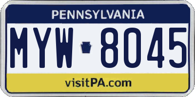 PA license plate MYW8045