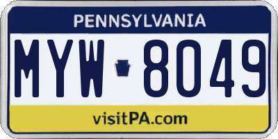 PA license plate MYW8049