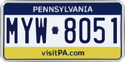PA license plate MYW8051