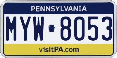 PA license plate MYW8053