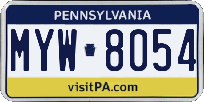 PA license plate MYW8054