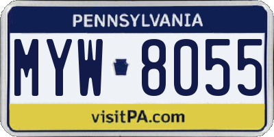 PA license plate MYW8055