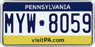 PA license plate MYW8059
