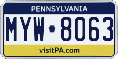 PA license plate MYW8063