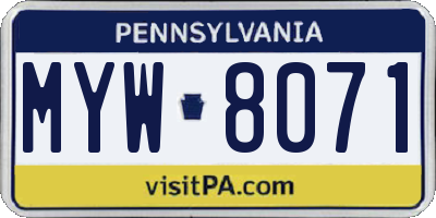 PA license plate MYW8071