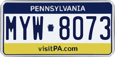 PA license plate MYW8073
