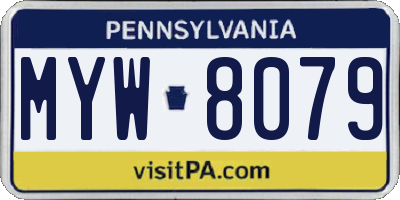 PA license plate MYW8079