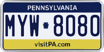 PA license plate MYW8080